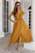 ruffled-surplice-tie-waist-slit-midi-dress Sophia's Trends - Sophia's Style-Mustard-M